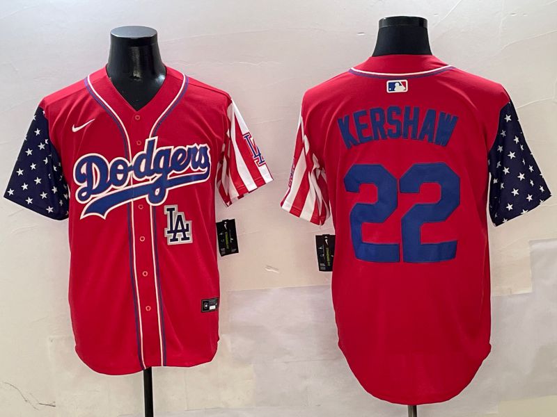 Men Los Angeles Dodgers #22 Kershaw Red a generation of national flags Joint name 2025 Nike MLB Jersey style 11